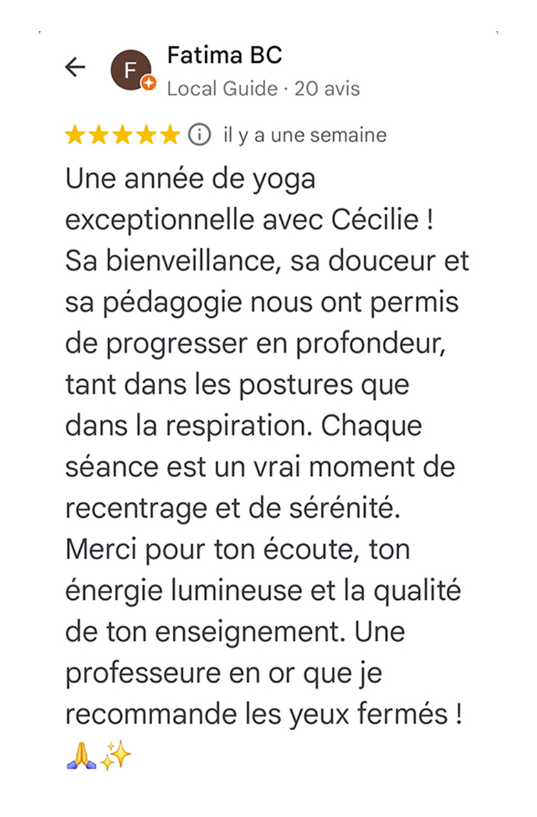 Avis Google de Fatima BC - Juin 2025