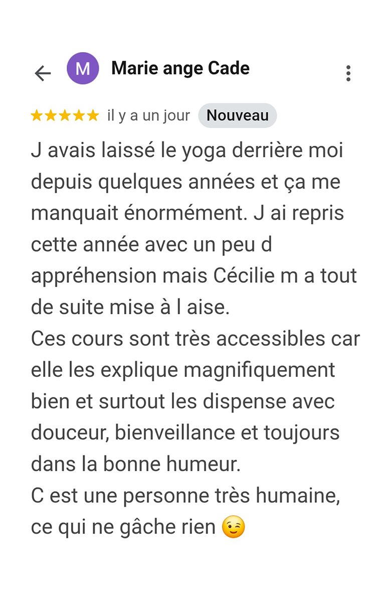 Avis Google de Marie-Ange C. - Juin 2025