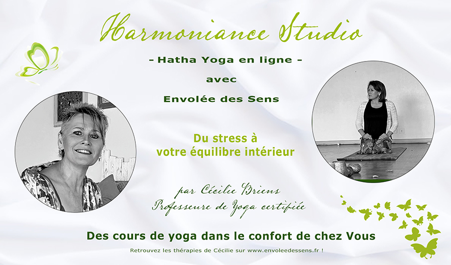 Cours de Hatha Yoga en ligne avec Cécilie Briens – Envolée des Sens, replay offert pour pratiquer à votre rythme