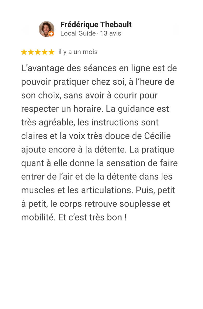 Avis Google authentique sur l’accompagnement en Fleurs de Bach de Cécilie Briens à Lançon-Provence