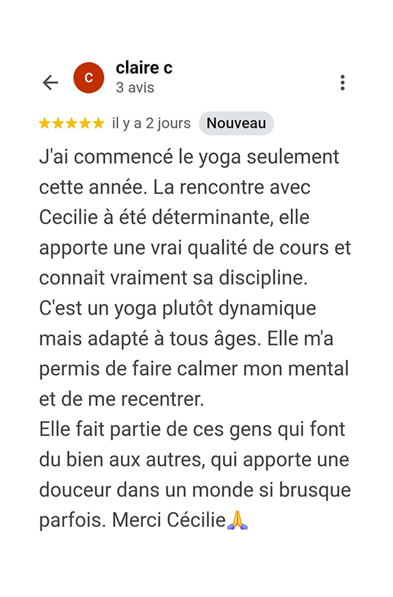 Avis Google de Claire C. - Juin 2025
